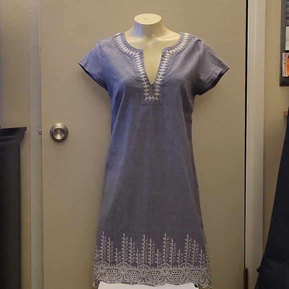 Mudpie | Chambray Embroidered Shift Dress - Picture 2 of 5